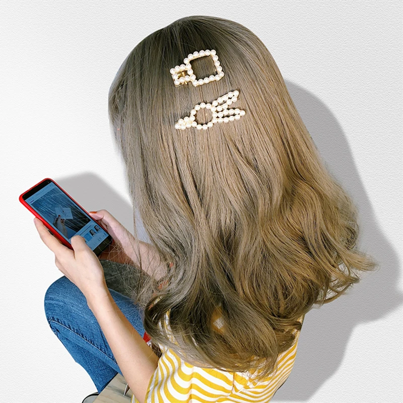 

2019 Fashion Pearl Hairpin Girl Sweet Headdress Pearl Hairpin Korean Design Lady Elegant Headwear Wholesale