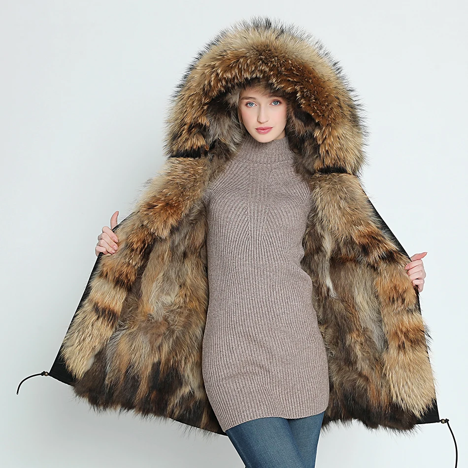 

OFTBUY brand 2019 new real fur coat winter jacket women parka big natural raccoon fur collar thick warm fox fur liner parkas