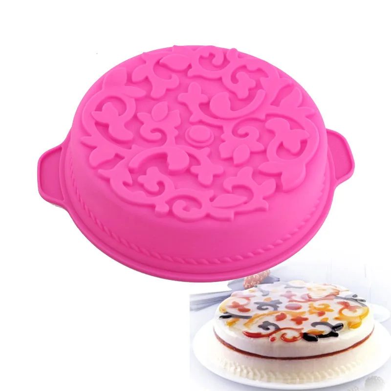 

Yiwumart DIY 3D Silicone Round Ornamental Floral Shaped Cake Mold For Mousse Ice-cream Dessert Mould Cake Decorating Tools