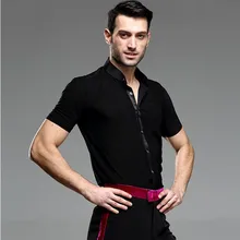 Мужские рубашки с коротким рукавом и пуговицами для латинских танцев, танцевальный Топ, одежда для бальных танцев, костюмы для латинских танцев, одежда для сцены, одежда для бальных танцев, D-0637