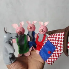 D0401 5 шт./партия деревянный палец плюшевые для кукольного театра куклы поддержка Детская кукла-марионетка для малышей развивающие игрушки три свиньи