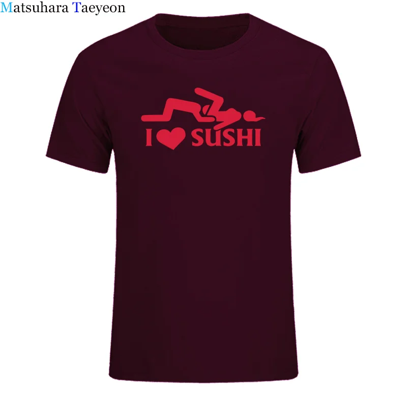 Забавная футболка с надписью «I Love Sushi», хлопковая футболка с коротким рукавом, свободная футболка с круглым вырезом и принтом для взрослых, модная одежда, футболка - Цвет: 14