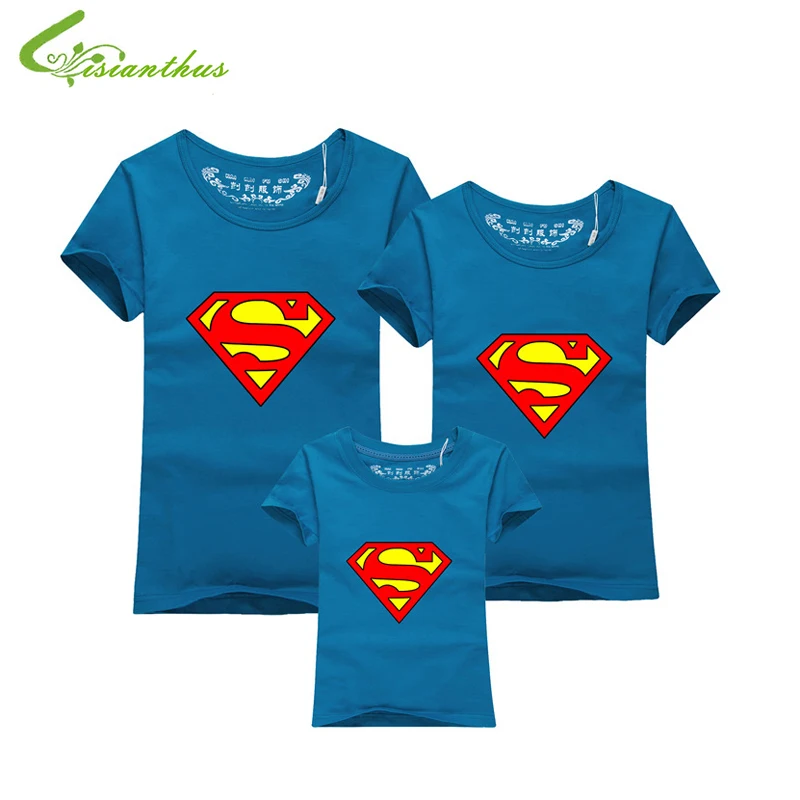 Семейные комплекты; футболки с суперменом для родителей и детей; летняя одежда с героями мультфильмов для папы, мамы и детей; новые хлопковые футболки; 5XL