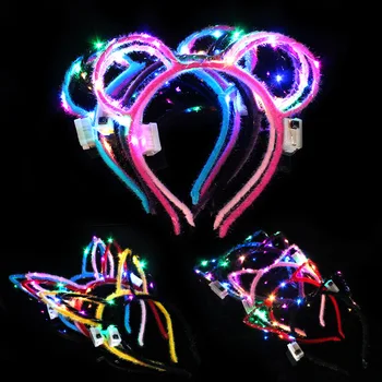 

Women Girl Bunny Princess Tiara Crown LED Flashing Headband Kids Adults Light Up hair Accessories Rave Glow Party Supplies
