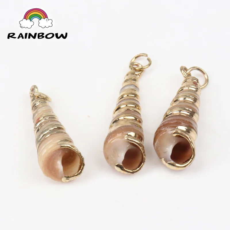 

Natural Spiral Shell Charm Pendants Conch At Random Gold For Decoration Jewelry Making DIY Accessories 21-24mm 5pcs