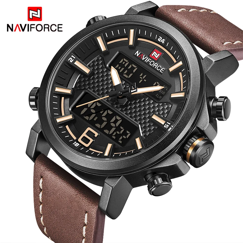NAVIFORCE модные роскошные Брендовые мужские спортивные часы кварцевые цифровые