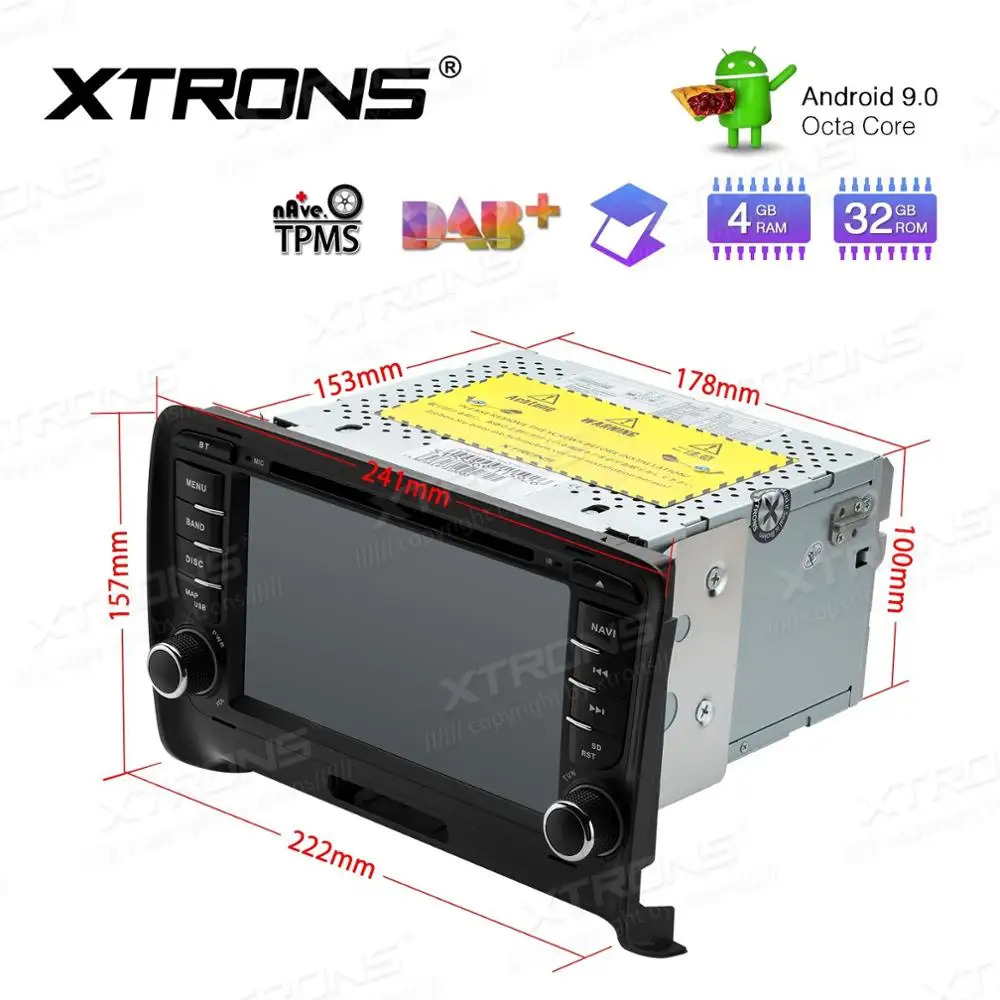 Perfect XTRONS 2 Din 7" Android 9.0 Octa Core GPS Navigation Radio Car DVD Player for Audi TT MK2 8J 2006 2007 2008 2009 2010 2011 2012 5