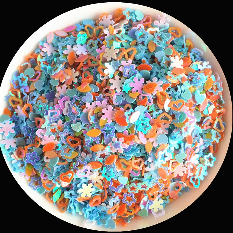

20g Mix Colors Multi Shapes 3-5mm Rice Star Heart Plum Moon Sequins Paillettes for Nail Art manicure/wedding decoration confetti