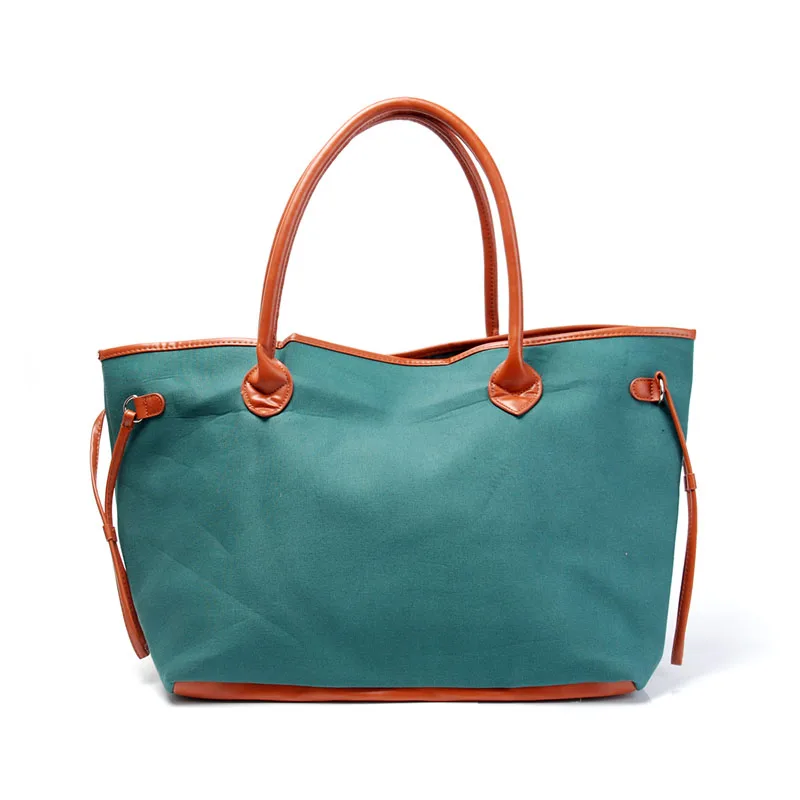 

Personalize Women Fashion Large Capacity Casual Tote Canvas + PU Bottom Shoulder & Handbags in 5 Colors Can be Embroidery