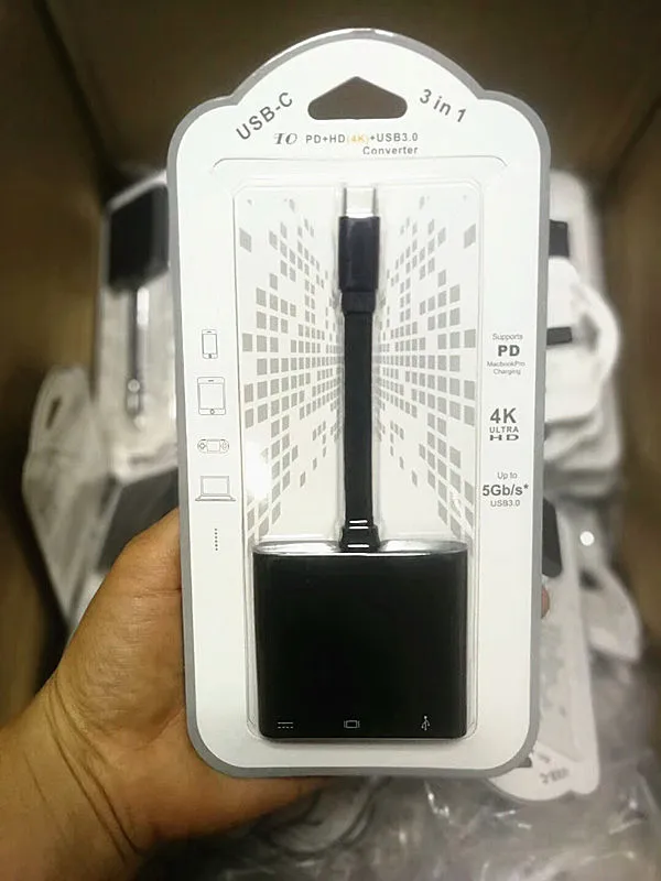 Адаптер USB C HDMI 3 в 1 4K Type 0 порт + (PD) конвертер для ноутбука Macbook Nintendo Switch|Кабели HDMI| |