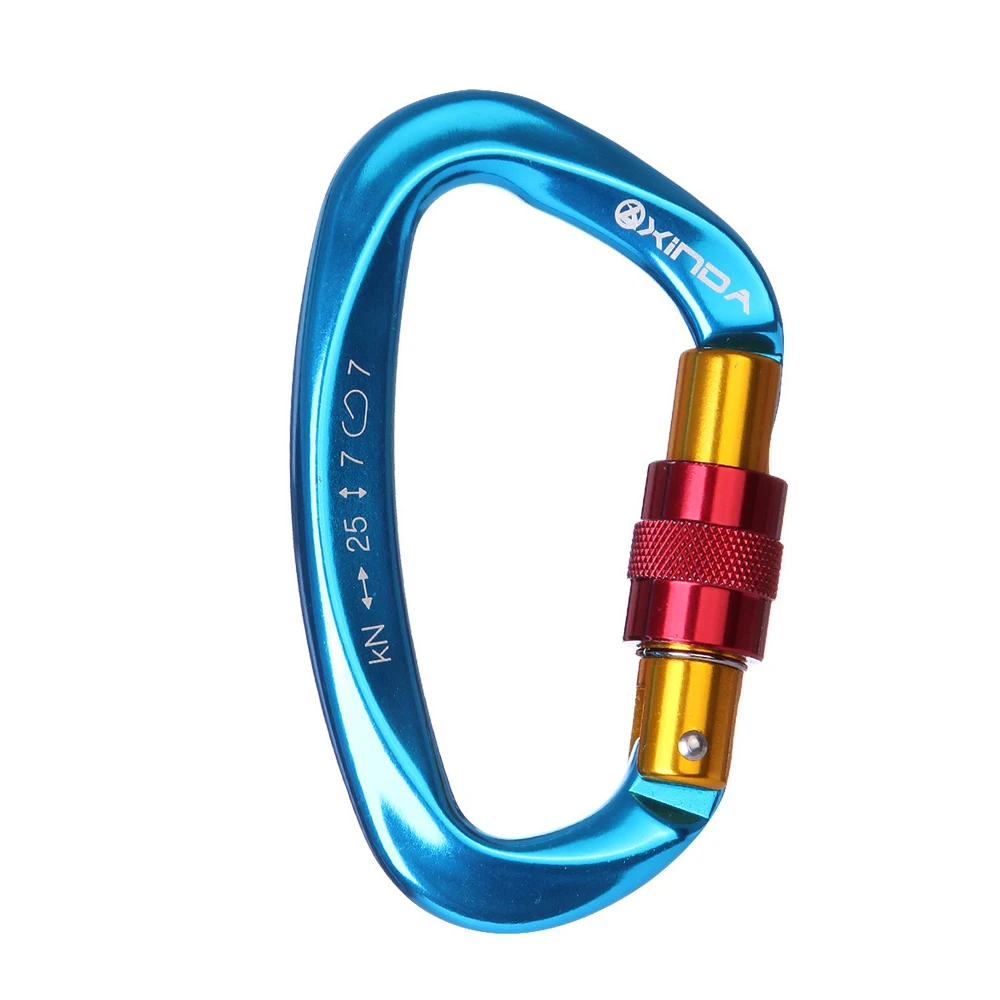 25KN Carabiners Quickdraws D شكل تسلق مشبك الأمن السلامة ماستر قفل في الهواء الطلق تسلق الصخور مشبك المعدات