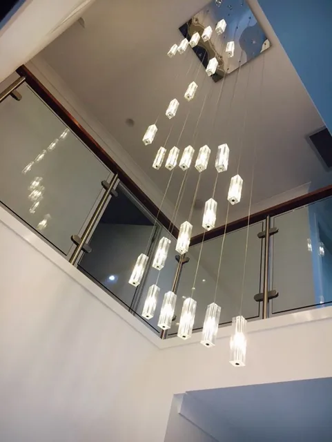 stairwell 20 25 pcs large square led crystal lighting pendientes