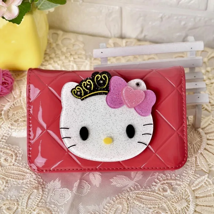 Роскошный короткий женский кошелек известного бренда hello kitty Kawaii, женские кожаные кошельки и кошельки Portefeuille Femme 40 - Цвет: red