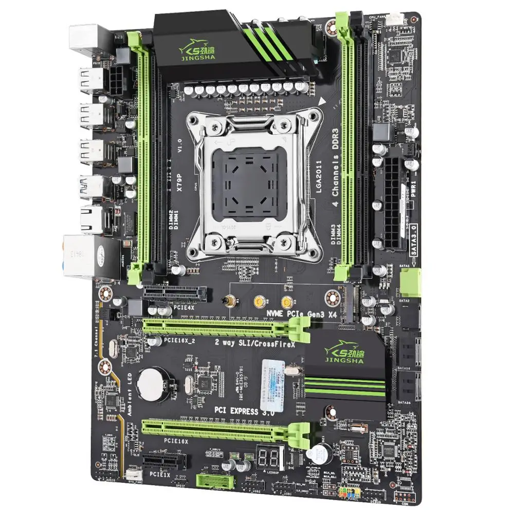 X79P LGA 2011 набор материнских плат чашки XeonE5 2690 C2 4x8 ГБ = 32 Гб 1600 МГц DDR3 память ECC Reg блок питания ATX USB3.0 SATA3 PCI-E NVME M.2 SSD