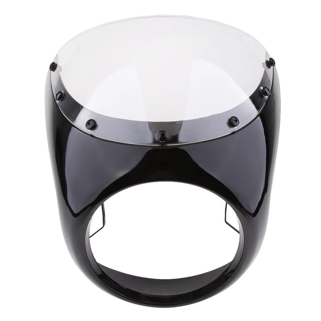 Motorcycle Headlight Fairing Wind Screen Cover Fits 16cm-18cm Headlamp Plastic Headlight Fairing Screen for Retro Cafe Racer 