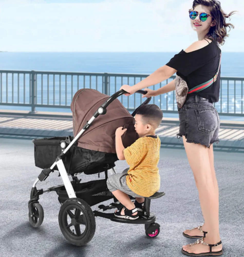 Baby Stroller Accessories Auxiliary Pedal Second Child Trailer Twins Children's Stroller Organizer Standing Plate Sitting Seat