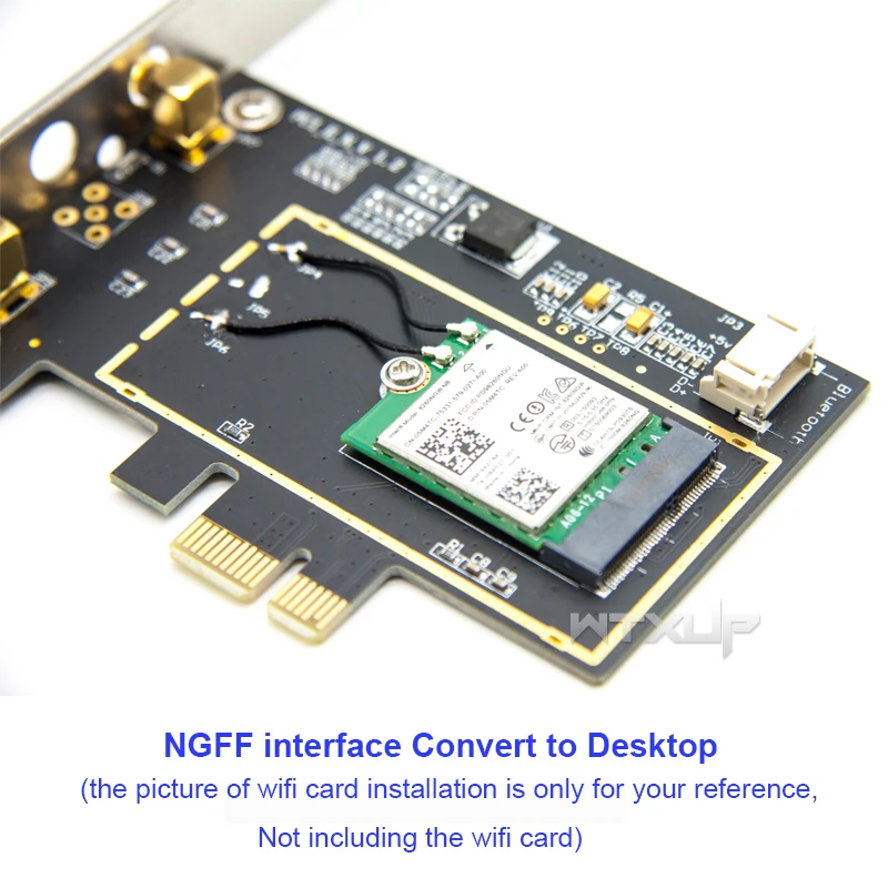 NGFF M2 беспроводная карта для PCI-E pcie Настольный преобразователь Bluetooth адаптер с 2 AC антенна для Intel AX200 9260AC 8265NGW