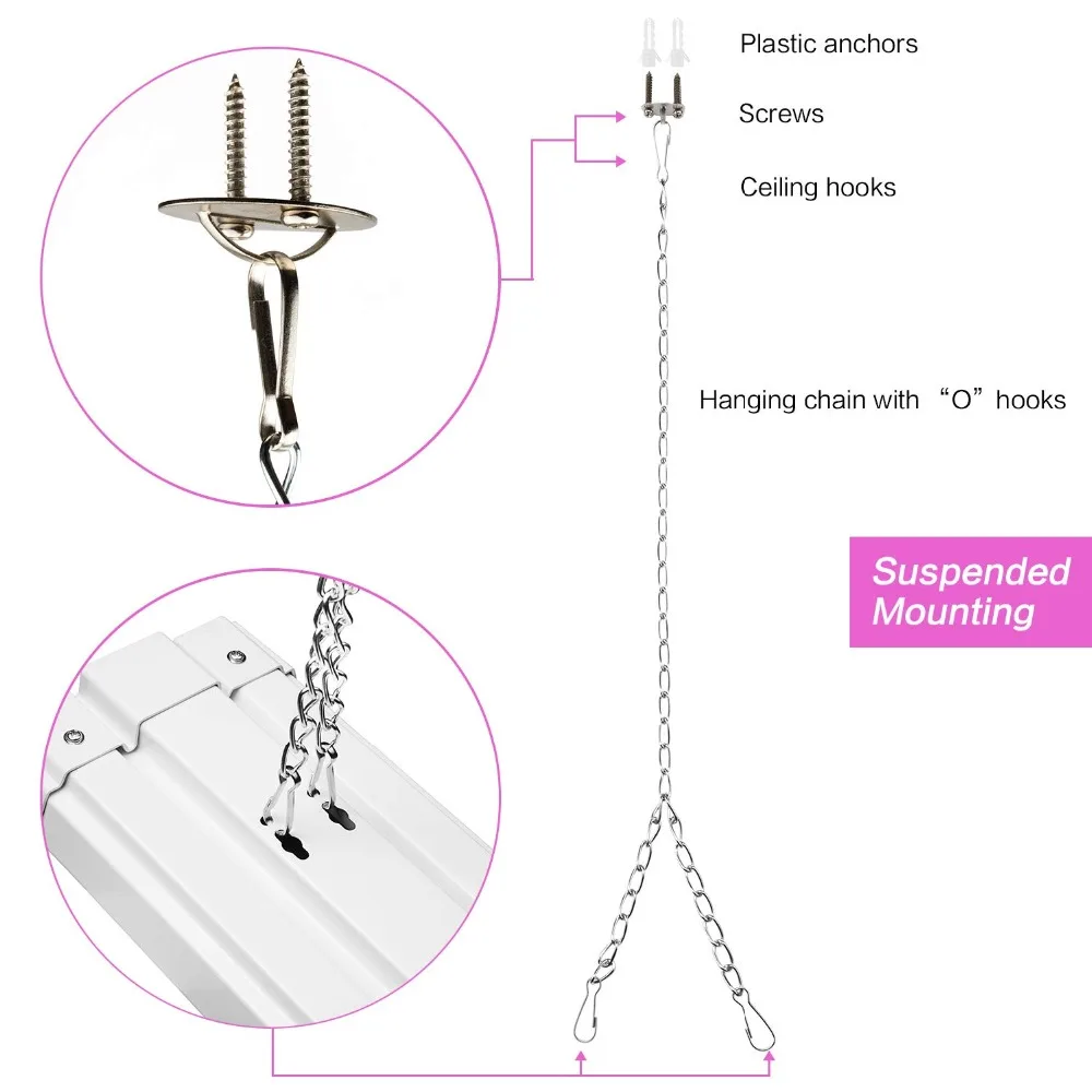 4ft LED Grow Lights 50W Full Spectrum Integrated Growing Lamp Fixtures for Greenhouse Hydroponic Indoor Plant Seedling Veg and Flower, Plug in, ONOff Pull Chain Included (5)