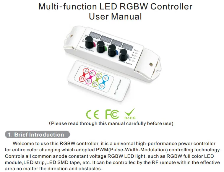 BC-354RF DC12V-24 V ручка RGBW LED контроллер с РФ Беспроводной удаленный rgb-контроллер многофункциональный дисплей Контроллер 5A/CH * 4 RGBW