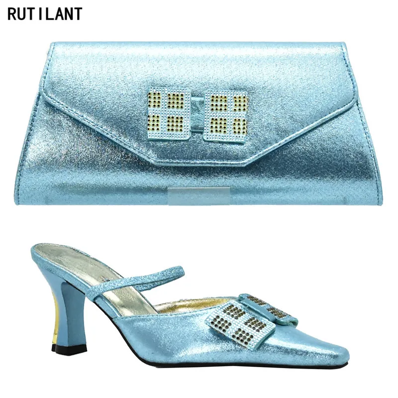 

New Arrival Italian Ladies Shoes and Bags To Match Set Decorated with Rhinestone Ladies Shoes with Matching Bags Set for Women
