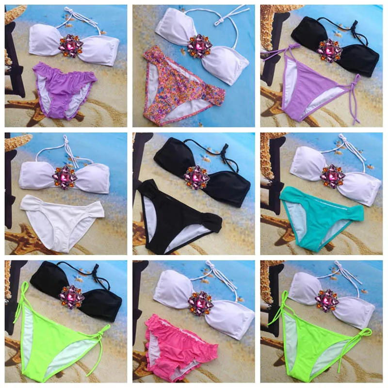 купальники женские купальник Женщины Купальник 2016 Новых Прибытие Sexy Rhinestone