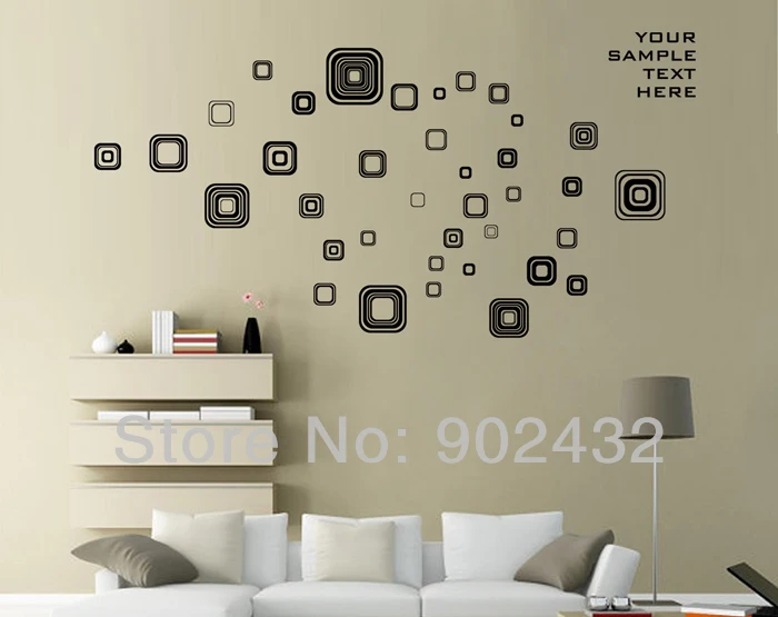 Removable Vinyl Wall Stickers Home Decor Black and White Squares Wall