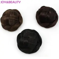 Радость и красоты волос чисто ручное ткачество клип в волос Chignon синтетические волос шиньон парики Donut ролика Bun парики матовая цвет