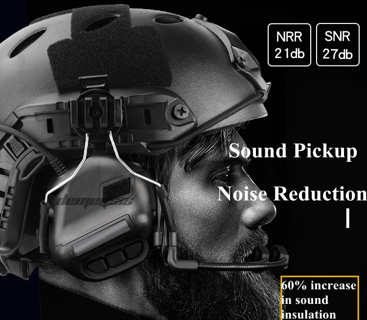 Anti-noise Tactical Helmet Headset with Fast Helmet Rail Adapter Military Headsets Hunting Shooting Hearing Protective Headphone