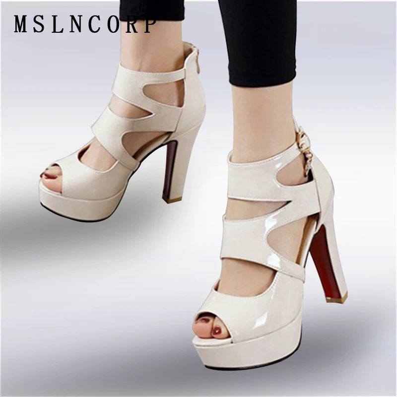 

Plus Size 34-50 Patent Leather Women Sandals High Heels Summer Fashion Female Gladiator Platform Shoes elegant Dress Party Pumps