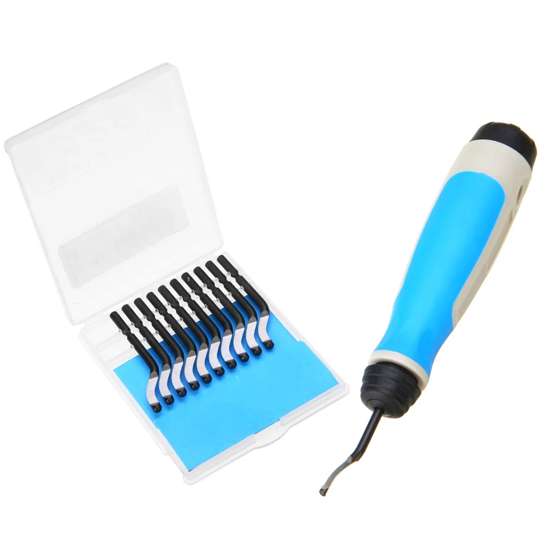 Mayitr Burr Handle BS1010 Blade BS1010 S10 Blades NG1001 Burr Handle Hand Deburring Tool Wood Plastic Metal