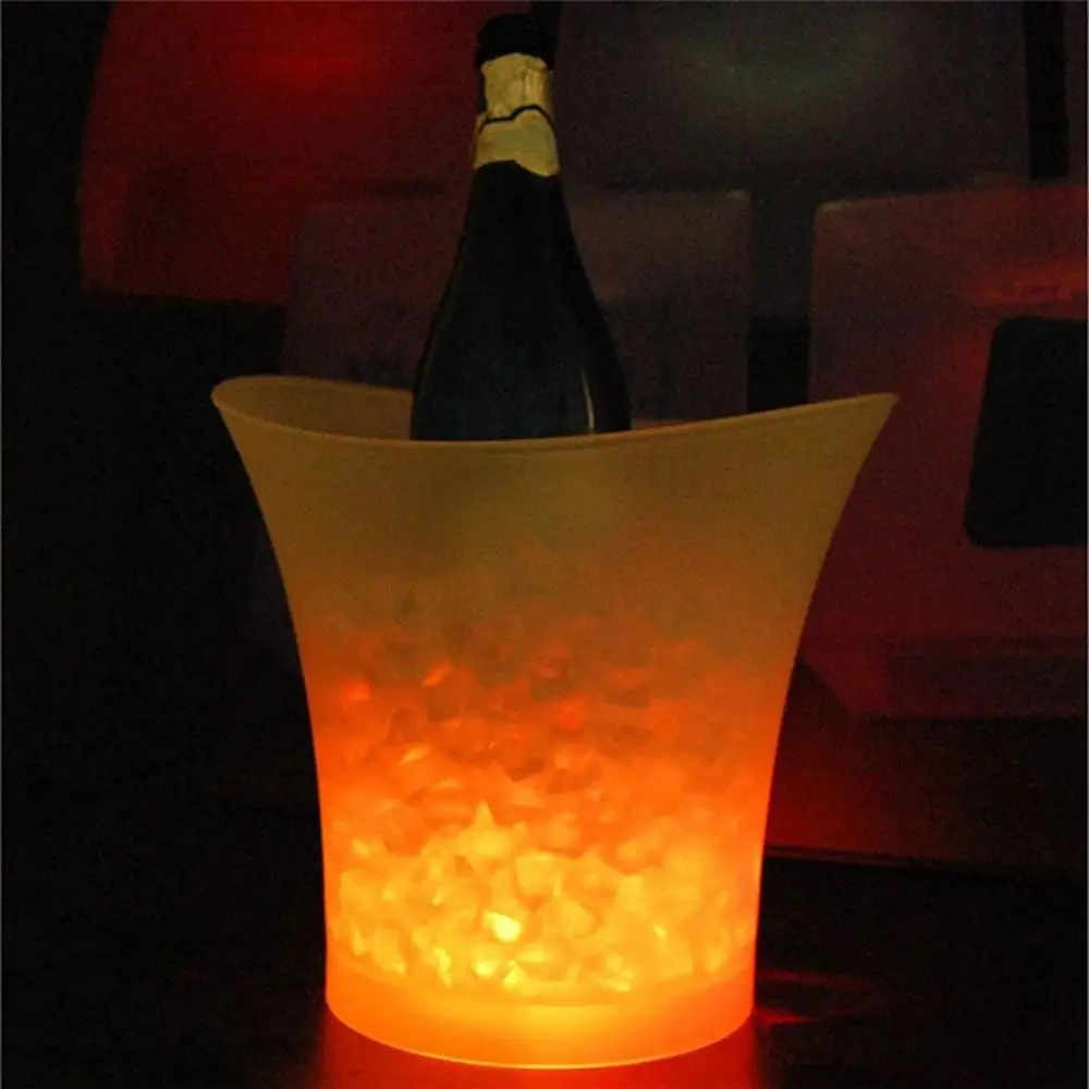 5L Waterproof Changing Plastic Ice bar Beer Bucket Bars Nightclubs LED Light Up Champagne whiskey stones champagne wine holder - Цвет: orange Ice bucket