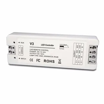 

V3 receptor;3CH 12-24V 4A Constant Voltage RF 2.4G Receiver;DC12-24V input;4A*3CH output;can be used for T21,T22,T23,T25 panel