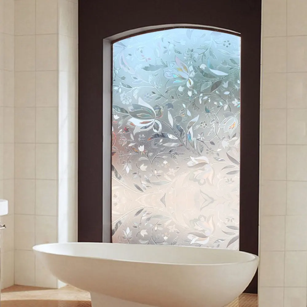 

4M Long Tuilp flower Frosted Window Film Decorative Stained Glass Window Film Privacy Glass Stickers For Home Window Decoration