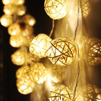 

4M 40 LED Fairy String Lights Battery Operated Handmade Rattan Balls Christmas Xmas Wedding Party Decor DIY Luces Decorativas
