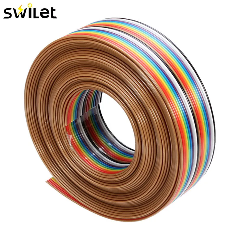 

1PC 5M 1.27mm 20P DuPont Cable Rainbow Flat Line Support Wire Soldered Cable Connector Wire For DIY