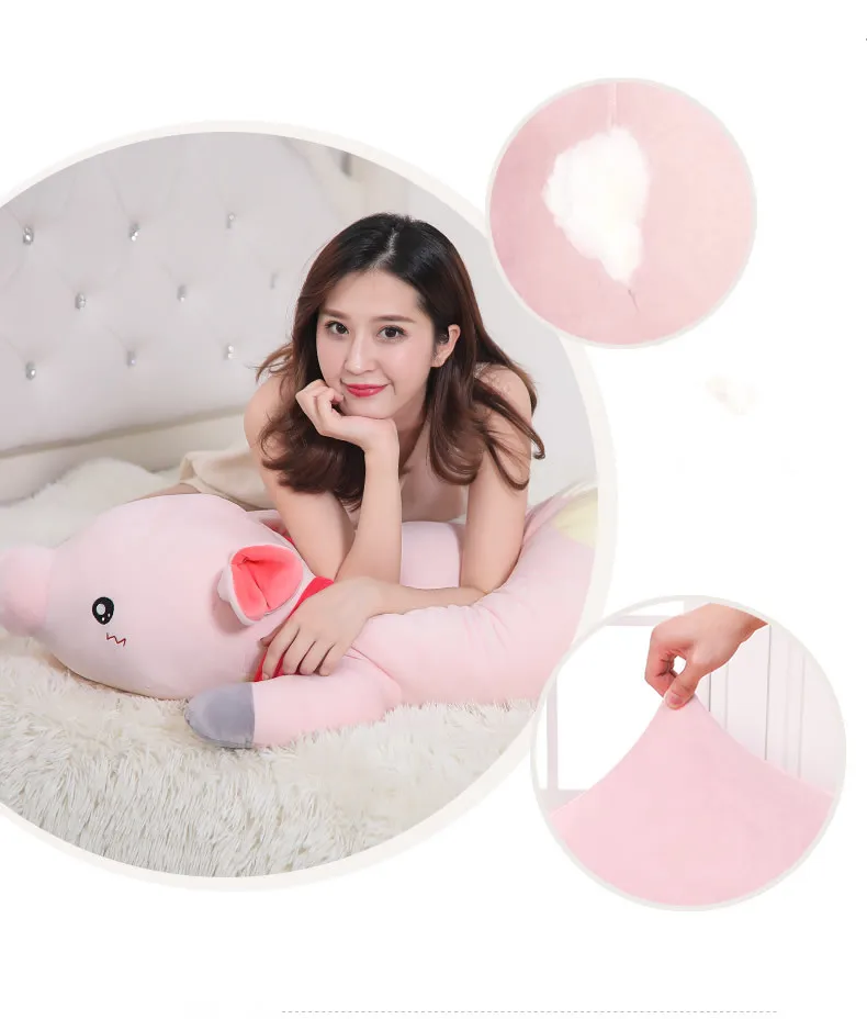 kawaii pink pig plush sleep long strips accompany pillow giant stuffed cartoon piggy doll toys for girl gift decoration 43inch 110cm DY50496  (8)