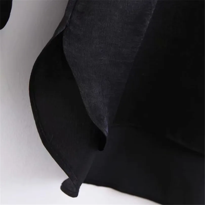 Женская стильная Лоскутная Длинная черная блузка с длинным рукавом нерегулярный дизайн рубашки женские повседневные черные свободные шикарные топы blusas