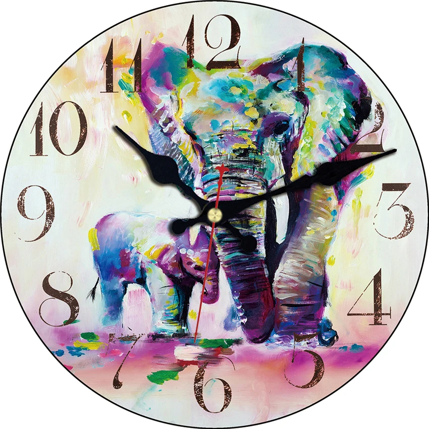 4 Patterns Creative Elephant Design Clock Decoration Silent Study