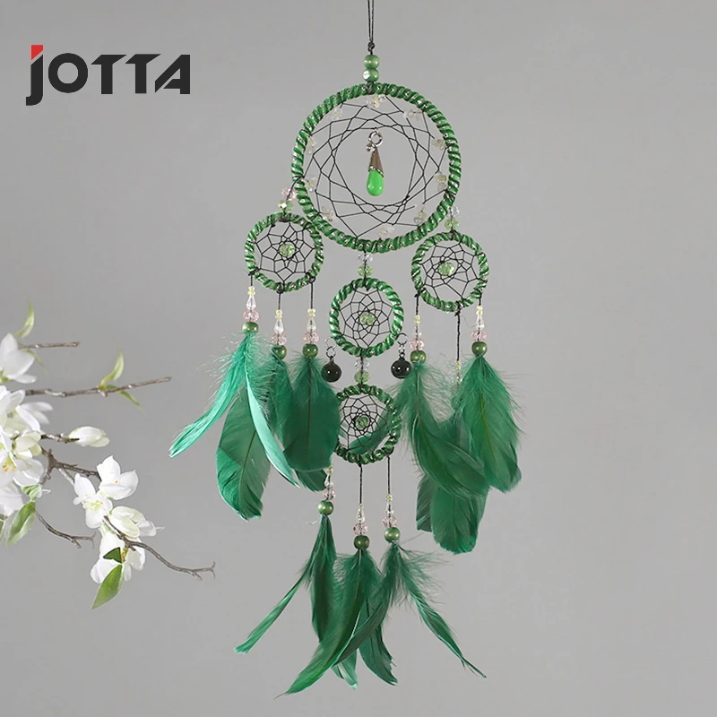

2 models Green memory interior decoration 5 ring dream catcher pendant to send friends gifts gifts handicrafts