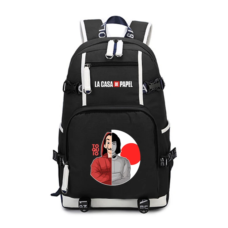 

Fashion La Casa De Papel Backpack Woman Man Bag Laptop Notebook Large Capacity Bookbag School Travel Casual Backpack for Teens