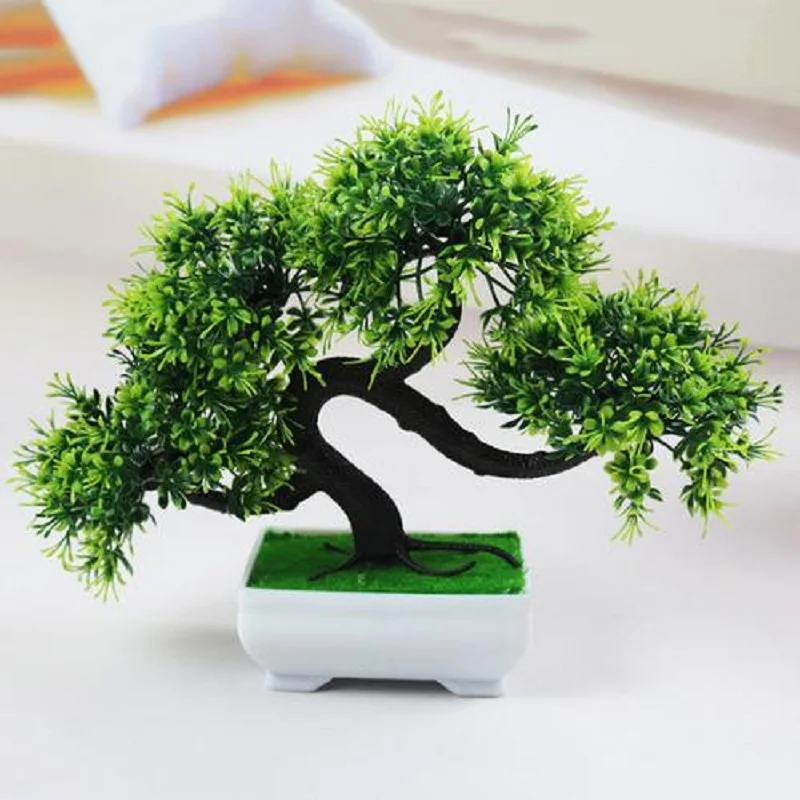 

Simulation Of Plastic Pine Bonsai art Plastic Green Pine Tree Plant Ornament For Aquarium China Huangshan Welcome Song Bonsai