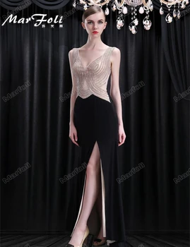 

Floor-Length Full manual Gauzy Sexy Star full dress Evening dress Cocktail dress Night entertainment venue dress LF0085