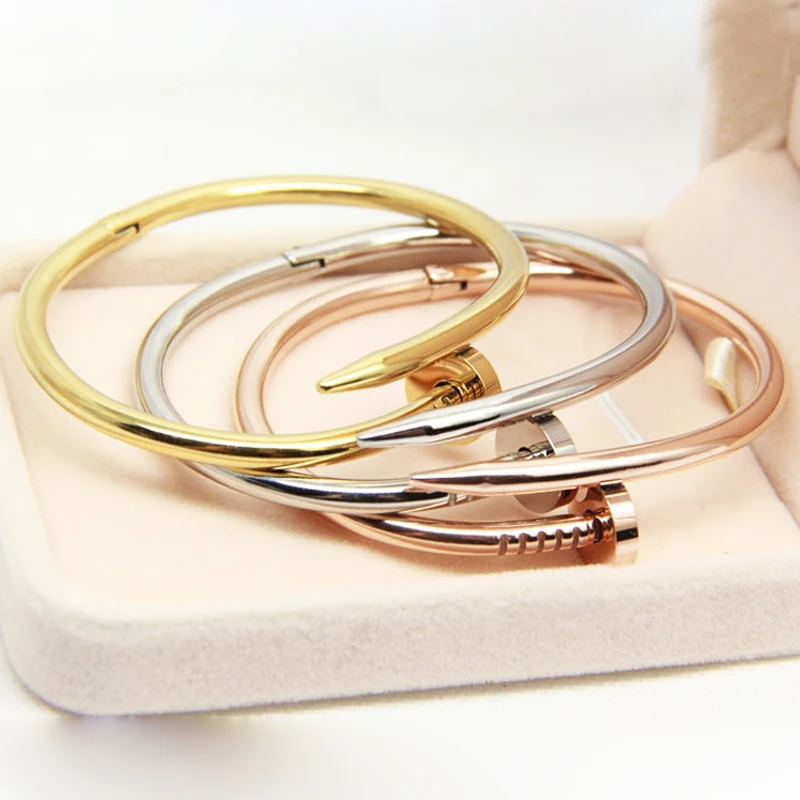 

Top quality stainless Steel carter gold nail Bracelet For Women Men love bangles cuff Bracelet Pulseira feminina jewelry