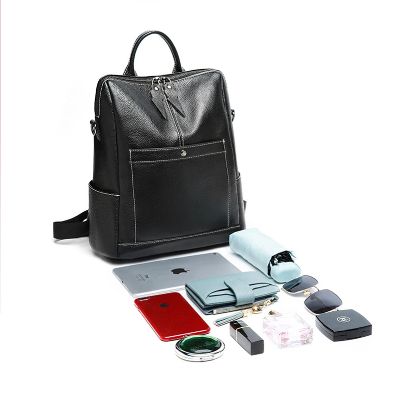 Noir Véritable Capacité Tendance Sac Dames Casual Dos Mode Femmes Grande De Sacs Bandoulière Cuir À Nouvelles En w7IU0apqnx
