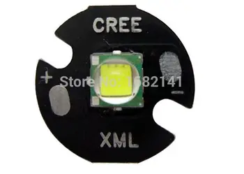 

5pcs/lot,NEW 10W White 3.6V 3A CREE Single-Die 1100Lm XML T6 LED Chip Bead Emitter + 16mm Aluminum Black Base 3000mA