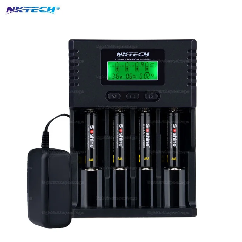 

NKTECH H4 Battery charge Digicharger LCD Display For LI-ion 18650 Charger 14500 16340 26650 VS D4 H4+4PCS Soshine 10440