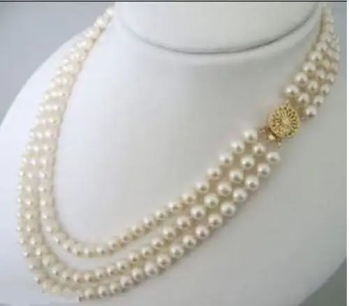

triple strand 8-9mm natural Australian south seas white pearl necklace 18-22'' (9.13)