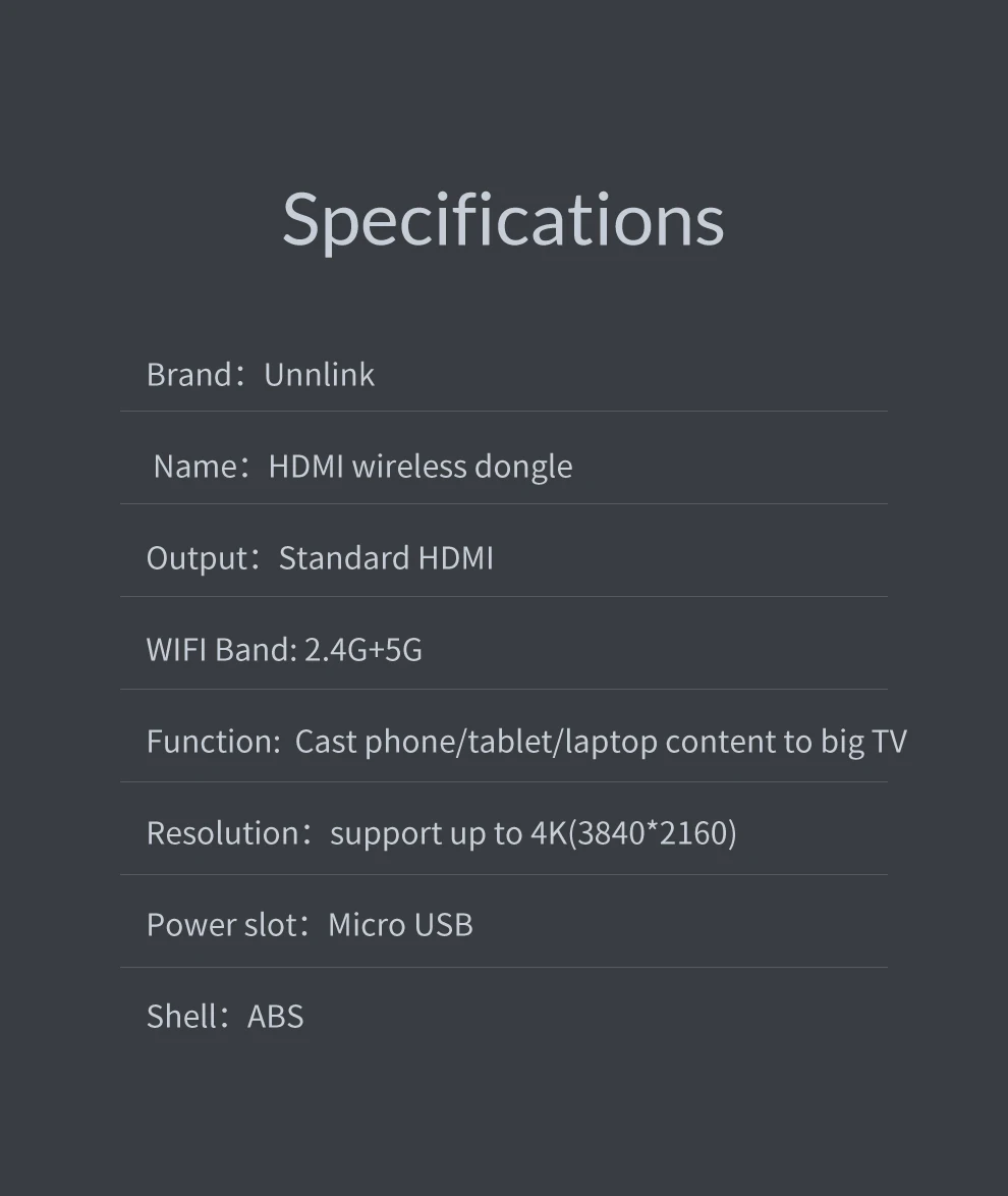 Unnlink HDMI беспроводной дисплей 4K 1080P Miracast DLNA Airplay Mirroring для тв-карты Android Apple ноутбука планшета