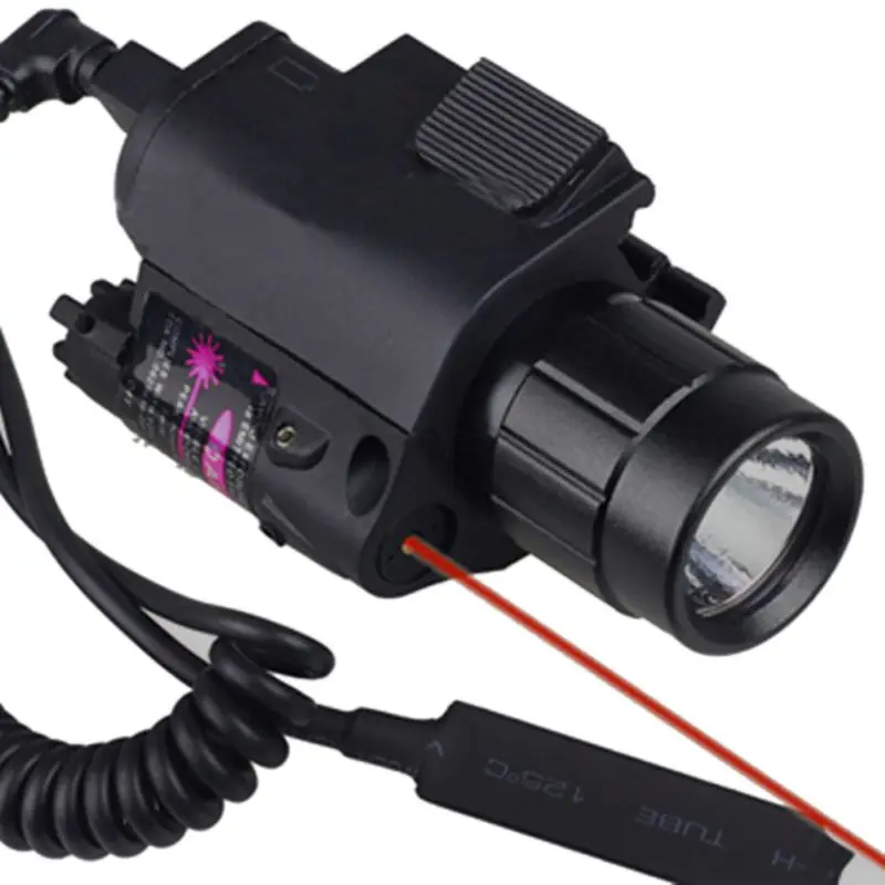 2 in 1 Aiming Tactical Hunting LED Lens Flashlight/LIGHT+Red Laser