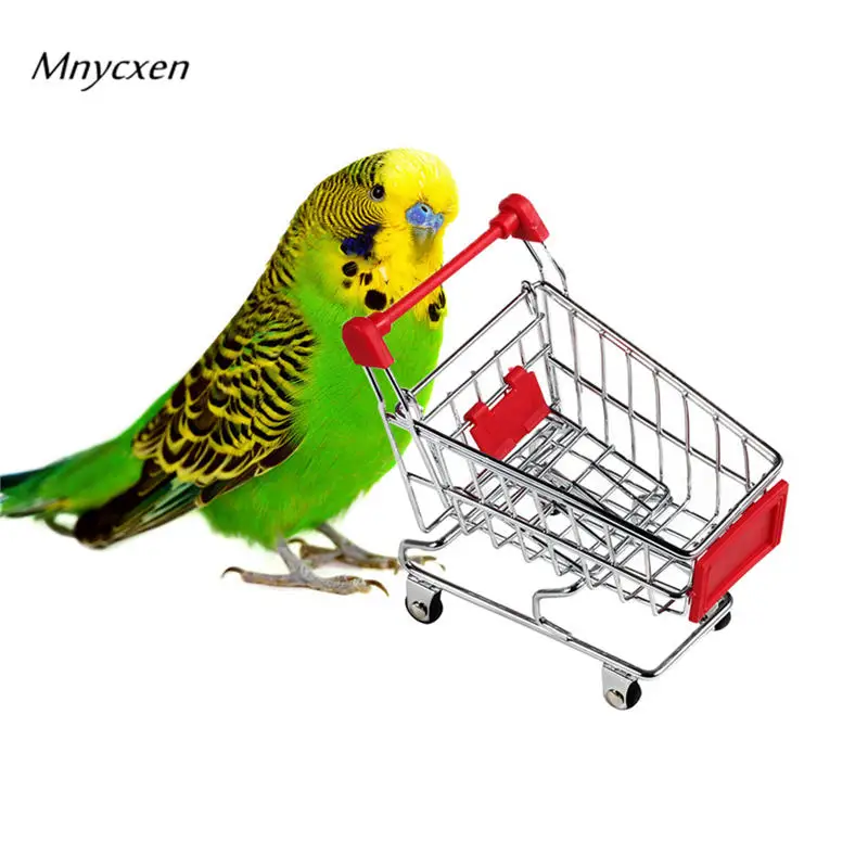 Durable Pet Bird Parrot Toys Colorful Mini Shopping Cart Trolley Toy Color Random Accessories papegaaien speelgoed @W | Дом и сад